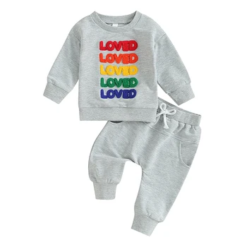 Bmnmsl Baby 2Db őszi ruhák színes levélhímzés hosszú ujjú pulóver és nadrág készlet kisgyermek meleg ruhák