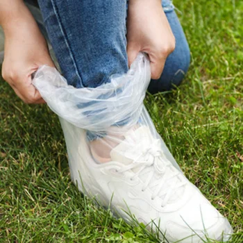 3 pár vízálló vastag műanyag cipőhuzat Eldobható cipőporvédők Kültéri esőcipő védők Magas szárú csizma