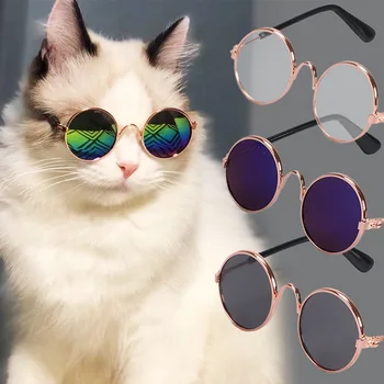 Kisállat szemüveg Macska kutya napszemüveg Hip-Hop furcsa szemüveg Macska kutya napszemüveg Divatos kiegészítők Kisállat kerek napszemüveg