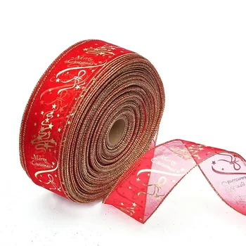 Hristmas fa dekorációk 6.3 * 200cm piros szalag koreai nyomtatású karácsonyfa dekorációs ajándékcsomagoló szalag