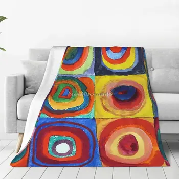 Vaszilij Kandinszkij színes tanulmányi négyzetek koncentrikus körökkel Bauhaus Art takaró ágytakaró az ágyon Plüss anime takaró