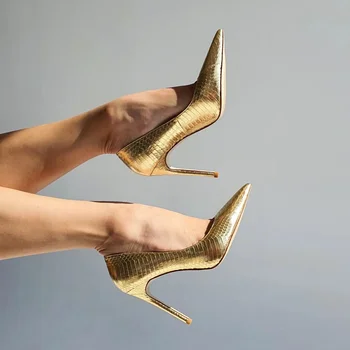 Doris Fanny márka női cipő hegyes orrú szexi arany kígyó magas sarkú cipő női esküvői cipő tűsarkú pumpák