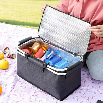 Extra nagy hűtőhűtő Cool Bag Box Piknik Camping Étel Jégital Ebéd BBQ étkezés Zip Pack Bento Box Tárolókosarak