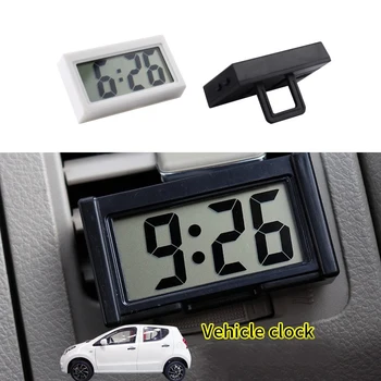 Autó műszerfal digitális óra Jumbo LCD idő és nap kijelzővel Mini jármű öntapadó óra Silent Watch Auto kiegészítők