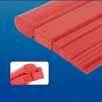 Szilikon habszivacs rúd magas hőmérsékletű hőszigetelő gumi tömítőcsík kerek élű ovális piros