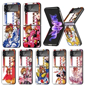Anime Cardcaptor Sakura aranyos Hard PC hátsó telefontok Samsung Galaxy ZFlip 5 Z Flip 4 ZFlip3 Z Flip 3 5G ZFlip4 Flip3 Zflip5
