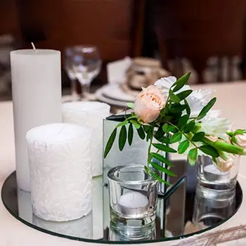 Tükrözés ezüst színű művészi fényvisszaverő étkezőasztal dekoratív tálca a nappaliba
