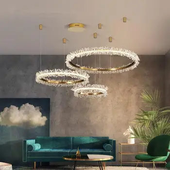 Luxus kristályarany gyűrű led csillár nappali étkező hálószoba design gyűrű csillár lakásdekoráció kristálylámpa