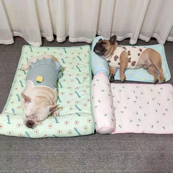 Lélegző kutyaágy Kisállat takaró kanapé puha kutyapárna hűtés Nyári párna kutya kisállat kellékek Hűtő kutyaágy hordozható utazó kutya