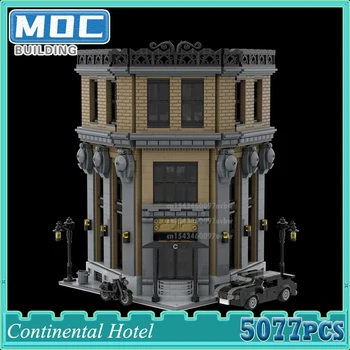 Középkori építőelemek Continental Hotel moduláris modell Technológiai kockák DIY testreszabott MOC kastély Utcakép játékok Ajándékok
