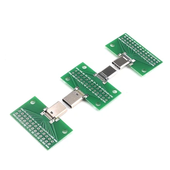 C típusú apa anya USB 3.1 teszt NYÁK-kártya adapter C típusú 24P 2,54 mm-es csatlakozóaljzat adatvezeték kábelátvitelhez