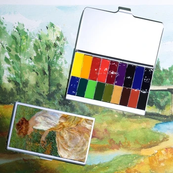 Ultravékony akvarell festék Mini notebook hordozható utazási csomagolódoboz Kültéri vázlatkészítő festékdoboz művészeti iskolások számára