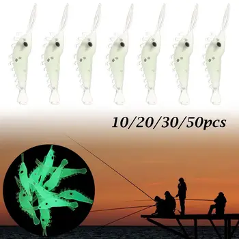 Hordozható Biomimetikus 3cm puha garnélarák Hamis csali Tengeri horgászat Hook Worm Szilikon világító garnélarák horgászcsalik