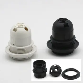 250V 4A E27 Izzó alap műanyag Teljes csavaros lámpatartó függő foglalat Lámpaernyő gyűrű E27-hez Izzó fehér Fekete 1PC