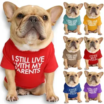 Prémium nyári/tavaszi kutyaruházat Lélegző kisállat ruházat Minőség Puha ábécé nyomtatott francia jelmez Kutya színes póló