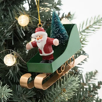 Karácsonyfa függő medál Kreatív Mikulás szánkó Autódekoráció otthoni udvarra Kerti dekoráció Karácsonyfa medál