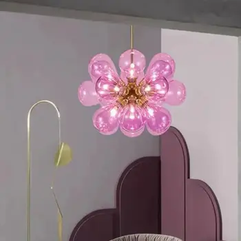 Posztmodern buborékcsillár LED üveg lámpaernyő csillogó csoroszlya Nappali tetőtér Hálószoba dekoráció Tervező légkör fény