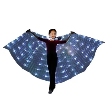 hastánc szárnyak Led szárnyak hastánc kellékek 360 fokos LED ragyogó szárnyak lányok táncszárnyak botokkal