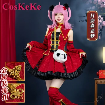 CosKeKe Hinamori Amu Cosplay Anime Shugo Chara jelmez Édes Remek Kínai stílusú Piros egyenruha Halloween Party szerepjáték Ruházat