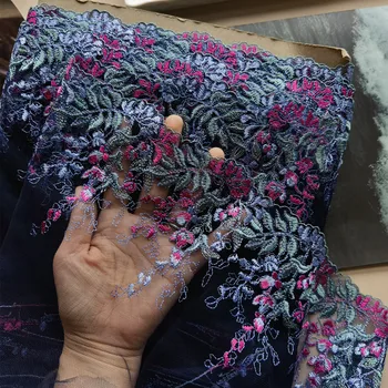 16Yards sötétkék hálós hímzés csipke díszítés szoknya szegélyhez Ruhák varróanyag DIY ruházat ruhaszövetek