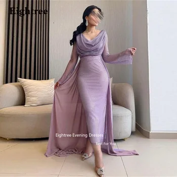 Eightree lila estélyi ruhák vintage szatén sellő hosszú ujjú Vestidos De Fiesta Elegantes Para Mujer 2023 Party ruha