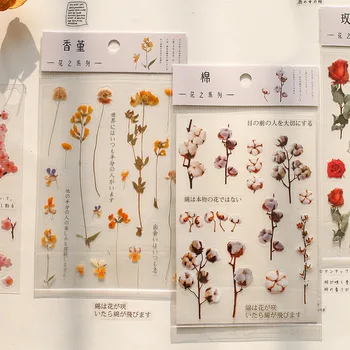 PET lapos matrica Növényi virág matricák Kreatív DIY művészeti alkotás Anyag Díszítő kellékek Dekorációk