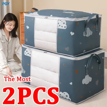 2PCS/1PCS Nagy kapacitású paplanruha tároló táska Porálló szekrény tároló nedvességálló paplan takaró válogató táskák Szervező
