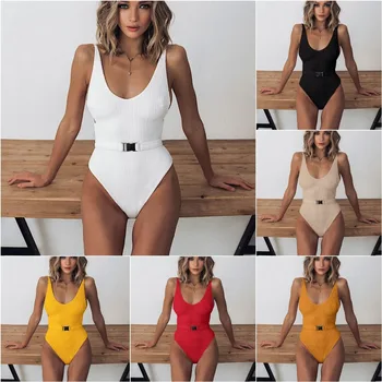 Kötszer fürdőruha One Pieces fürdőruha csat fürdőruha nőknek Monokini Banador Mujer maillot de bain Solid Trikini Biquini