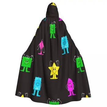 Felnőtt Halloween geometriai figurák Minta köpeny köpeny kapucnis Középkori jelmez Teljes hosszúságú ruha kabát
