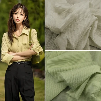 Pure Color puha lélegző gyűrődés gézszövet Tavaszi és nyári félig átlátszó ruhák Ing Kézzel készített DIY ruházat szövet