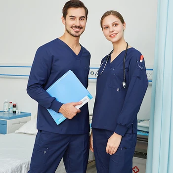 Scrub Set orvosi egyenruha Női ápolónő munkaruha Férfi szoptatós felső és nadrág klór fehérítő ellenállás orvos öltözék 9901