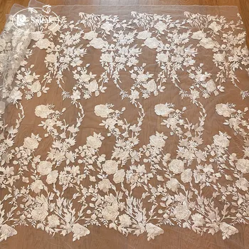 Off fehér esküvői csipke szövet hímzett virág gallyruha csipke hálós szövet DIY varrási kiegészítők