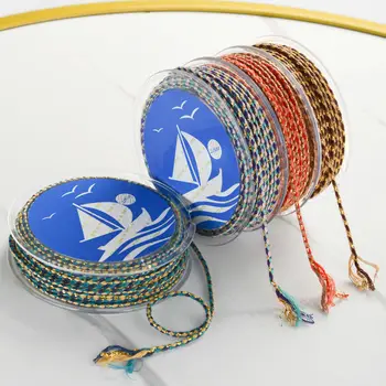Tarka pamutkötél kézműves aranyszál kötél Tricolor pamut cérna DIY fonott karkötőkötél szőtt cérna 2MM
