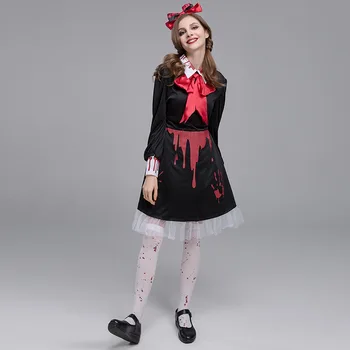 Maidservant Bloody Zombie Vámpír ruhák Performance Wear Set Horror Film Makeup Ball Ruhák Girls Halloween Cosplay jelmez