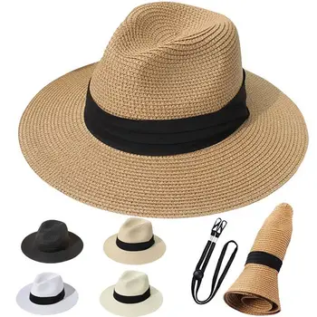 Alkalmi nyaralás férfiaknak Fedorák nyári napellenző Brit stílusú napellenző sapka szalmakalap Szövés Napsapka Panama kalap Napsapka Napsapka