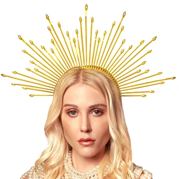 Mary Halo Goddess korona fejpánt arany Halo fejfedő Csillag fejdísz Halloween jelmez haj kiegészítők