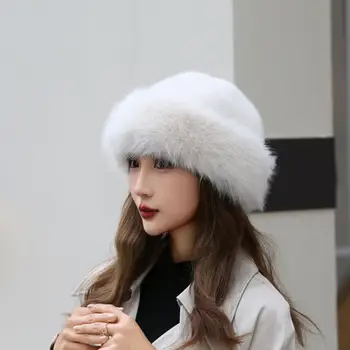 Női időjárás kalap divatos egyszínű téli kalap Vastagít meleg puha plüss nőknek Maradj hangulatos hideg időjárás női téli kalap