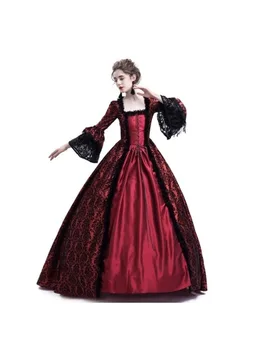 Női reneszánsz gótikus hosszú maxi retro vestido viktoriánus csipke fel öltöztetős pátyás báli ruha