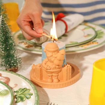 Vidám és fényes Mikulás gyertyatartó szilikon forma gipszhez Kézműves Jesmonit gyertyatartók karácsonyi dekoráció készítése