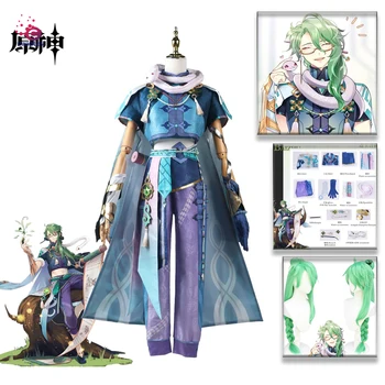 Genshin Impact Bai Shu cosplay jelmez Halloween ruhák Baishu teljes készletek jelmezek férfi felső + nadrág + paróka + kiegészítők a Comic Con számára