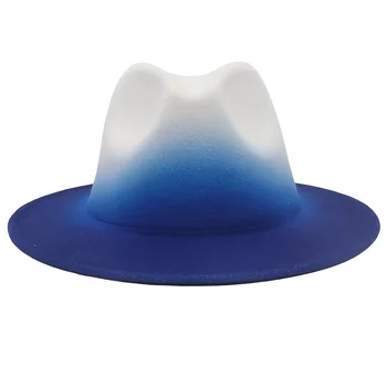 Wide Brim Fedora Sun Hat Fashion Jazz Hat Panama kalap férfiaknak Nyakkendő-festék színátmenet Női klasszikus széles karimájú kalapok formális sapkák