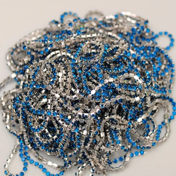 SS6,8 10m Capri kék kristály strassz csésze lánc ezüst beállítás Kerek barkácsolás Kiegészítők dekoráció Lánc kövek
