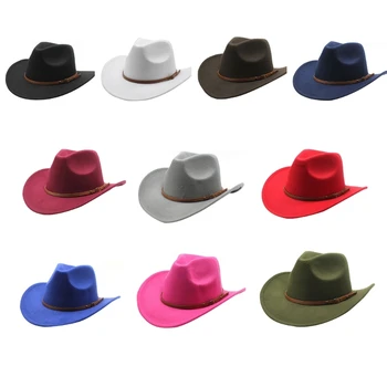 Gyapjúfilc cowgirl kalap férfi női cosplay party kiegészítők Western Cowboy sapka 28TF