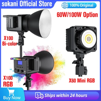 Sokani X100 / X60 Mini RGB kétszínű LED videó fény Kültéri fotózás világítás Bowens tartó stúdió / videó / fotók rögzítéséhez