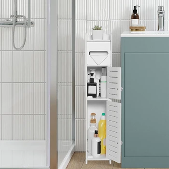 1 db PVC tárolószekrény kis helyekre, a WC-szekrény felett vékony fürdőszobai tárolósarok padlóhoz (fehér)